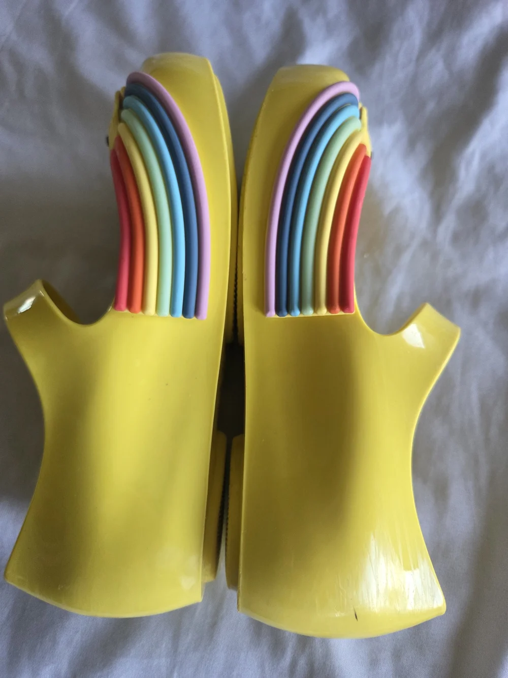 Mini Melissa | Yellow Mary Jane Sandals with Rainbow and Sun Motif
